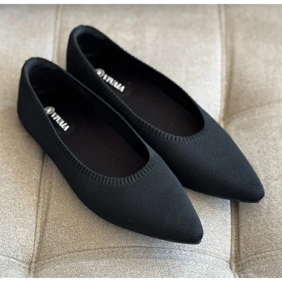 Vivaia Aria 5 Pointed Toe Flats Black Comfort Shoes 41.5, US 10 - Picture 2 of 12
